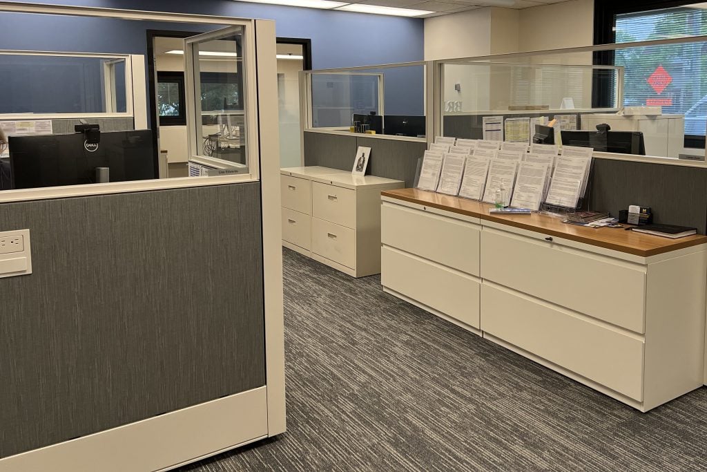 SRC director's office with cubicles and credenzas.