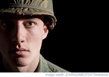 Image of army soldier in shadow