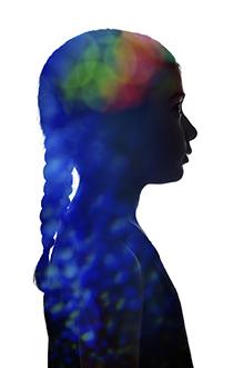 Colorful silhouette of a tween girl